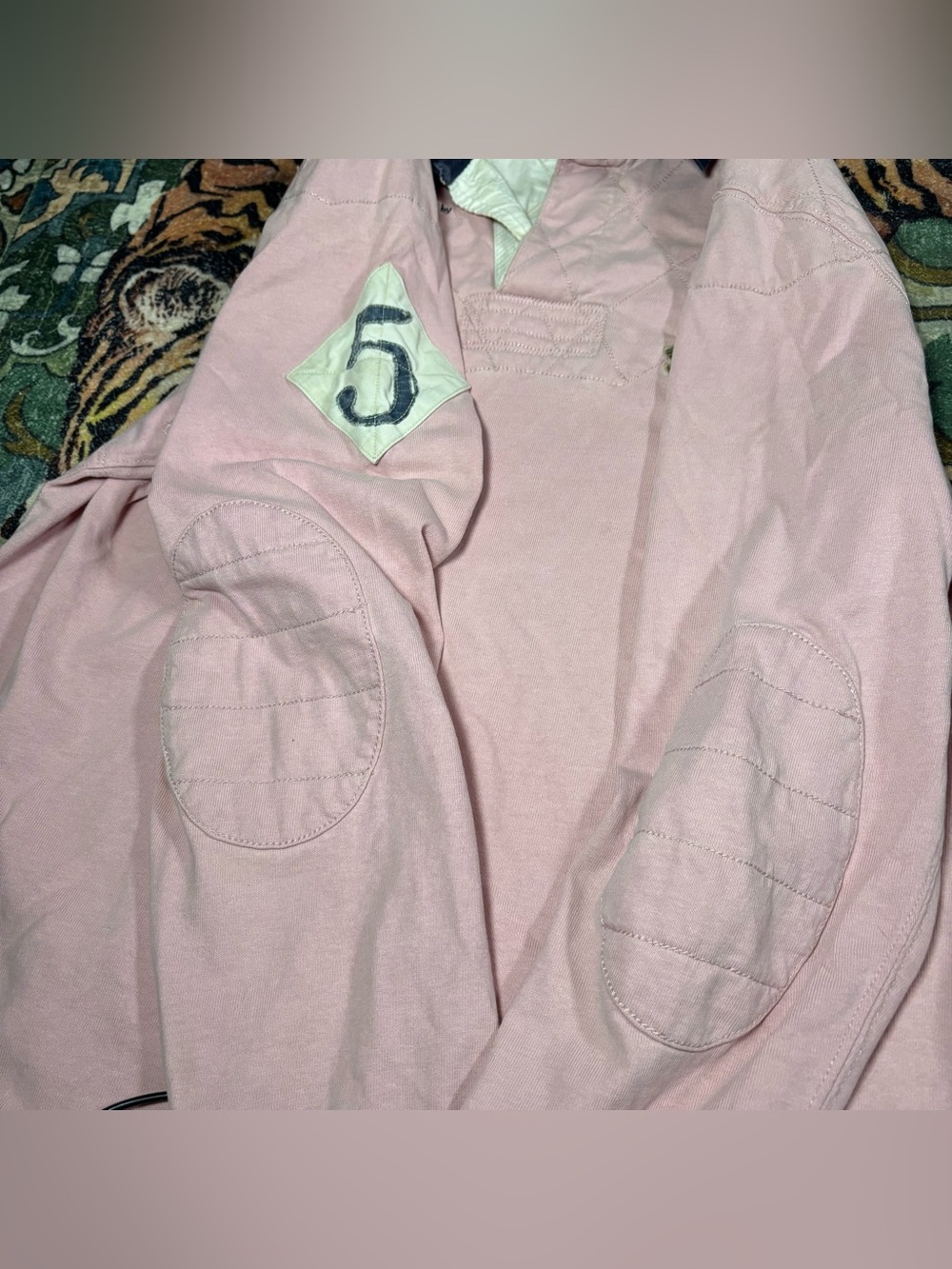 Vintage 90s Polo Ralph Lauren Rugby Long Sleeve RL Golf Club Pink Mens Large - Picture 2 of 7
